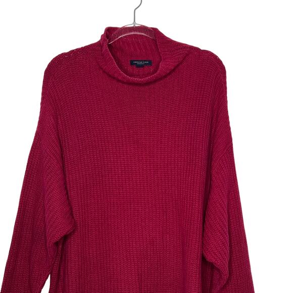 AMERICAN EAGLE Oversized Fit Sweater Mock Neck Chunky Knit Pink Womens Size L/XL - Picture 3 of 6